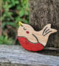Red robin pin, Robin jewellery, Hand painted robin gift for mum, Friend gift - Image 1