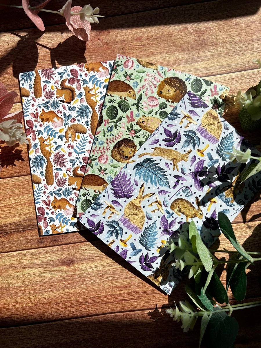 Set of 6 Cards Choose from Hedgehog, Hare and Red Squirrel Designs