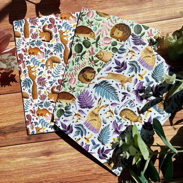 Set of 6 Cards Choose from Hedgehog, Hare and Red Squirrel Designs