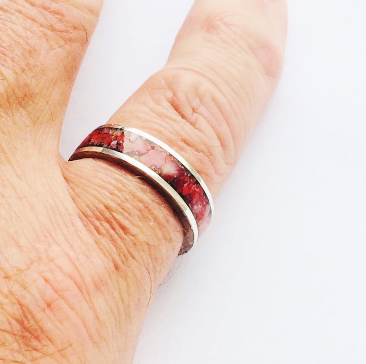 Beautiful Sterling Silver Channel Inlay Ring wi... - Folksy