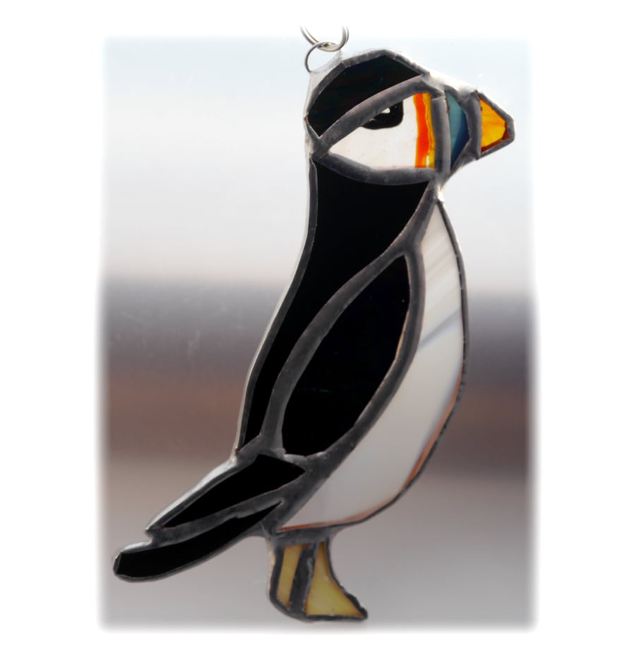 Puffin Suncatcher Stained Glass Handmade British Bird 015