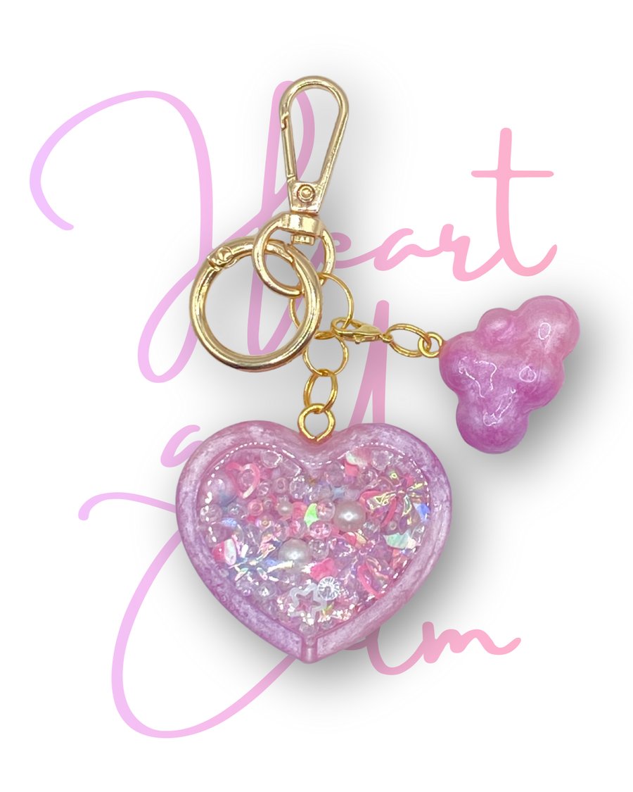 Handmade Shaker Keychain - 'Heart of Calm' with Detachable Cloud Pendant
