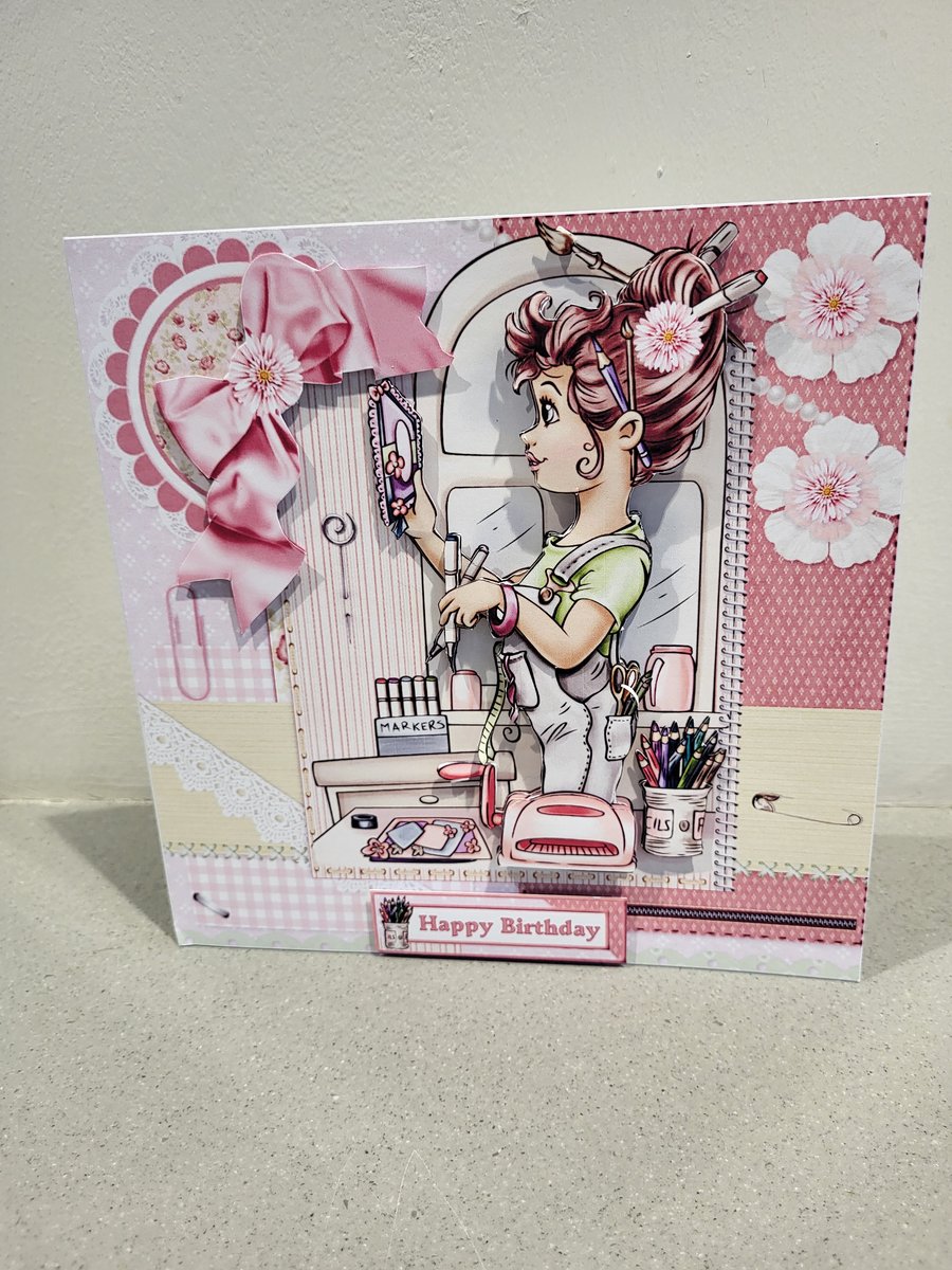 Craft lovers birthday card.  Birthday card for a crafter 