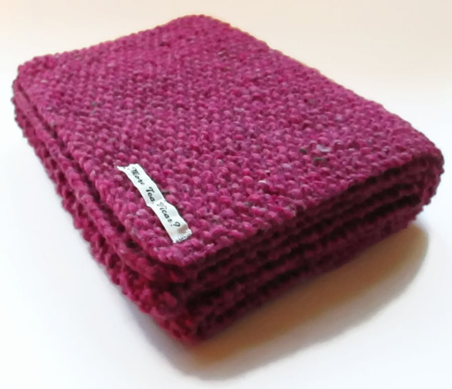 Scarf in Cerise Pink Aran Tweed Wool