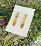 Gold Mirror Acrylic Triple Tier Drop Geometric Dangle Earrings - Image 6