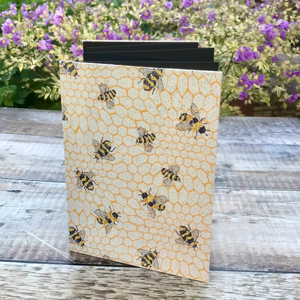 Concertina Photo Album covered with Bee grass paper