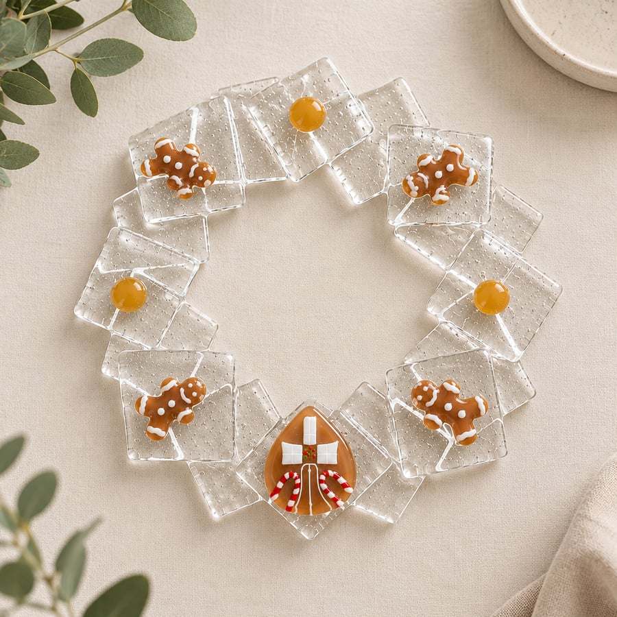 Gingerbread Fused Glass Decoration