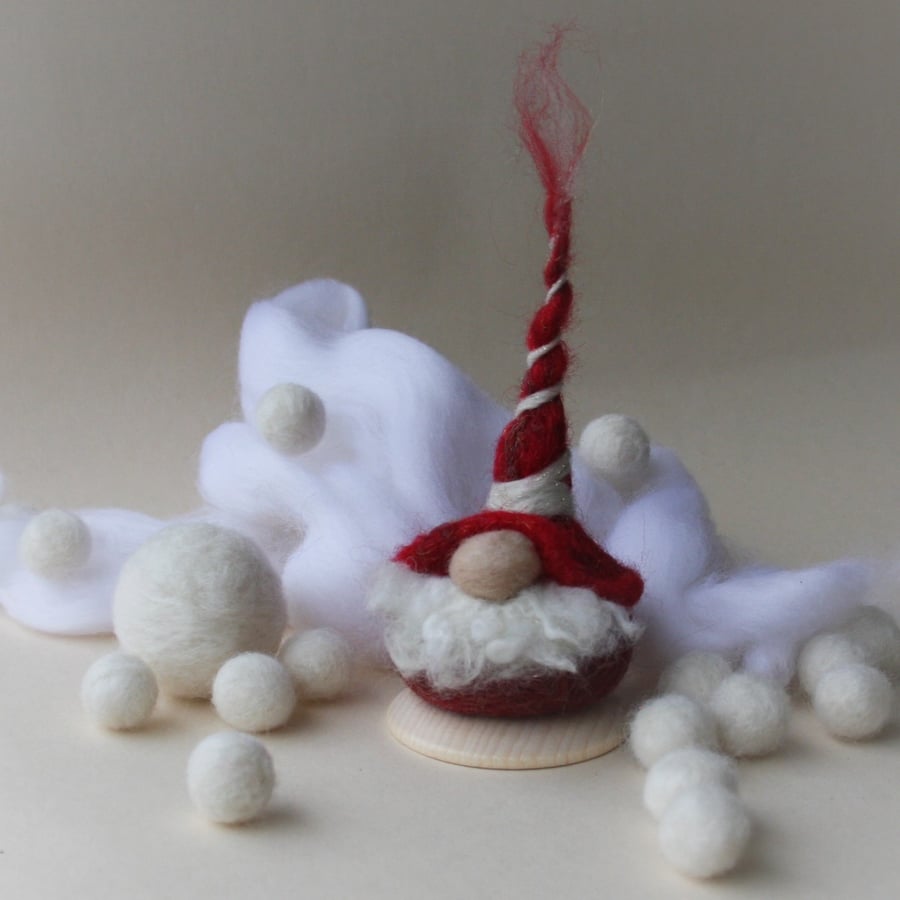 Kyle the little gnomti tomti - red and white festive christmas gnome ornament