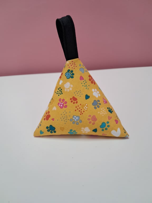 Yellow paw print fabric weights set of six