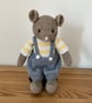 Hand Knitted Mouse in Blue Baggy Trousers