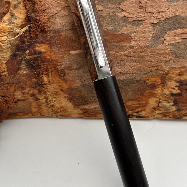 Handmade Fountain Pen in Ancient Bog Oak Wood