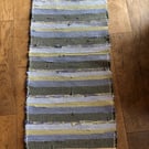 Handwoven Blue and Green Rag Rug 