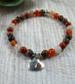 Gemstone Bracelet in Autumn Shades with Handmade Sterling Silver Heart Charm - Image 2
