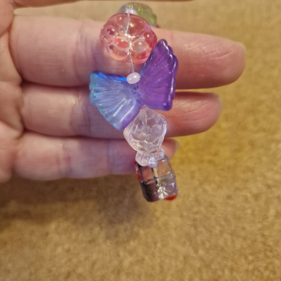 Multicolour lampwork beaded bracelet with novelty beads small size