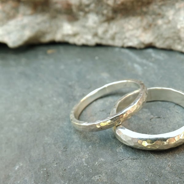 Handmade Silver Meteorite Wedding Rings
