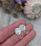 Sterling Silver Hammered Disc Stud Earrings with Hoops - JBJ3005 - Image 5