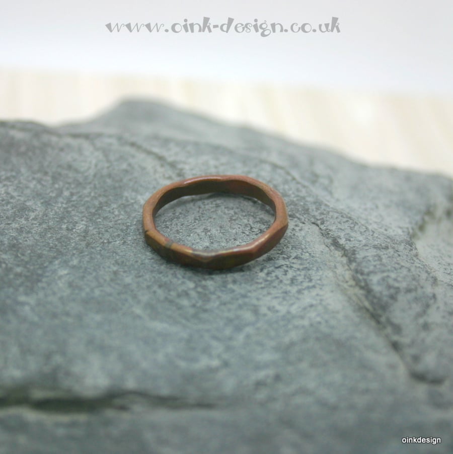 Hammered copper ring size O