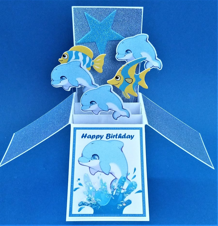 Girls Birthday Card with Dolphins