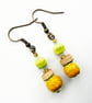 Yellow And Lime Green Dangle drop Boho Style Handmade Earrings - Image 1