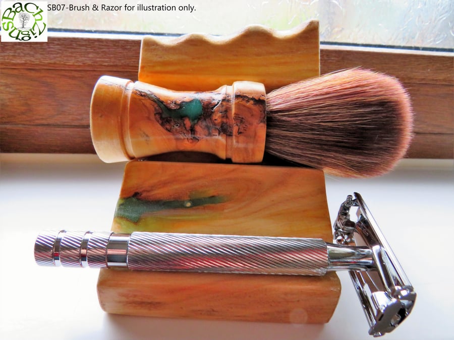 Handmade Shaving Stand: White Topped Box with Green Resin SKU-SS20