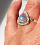 Aurora Opal Adjustable Ring Sterling Silver Sustainable Jewellery Gift Rose Cut - Image 4