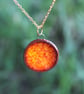 Handmade Bright Orange Ceramic Necklace, Gold Chain, Colourful Glazed Clay Penda - Image 8