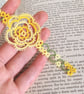 Yellow Rose Lace Bookmark in Shuttle Tatting - Image 2