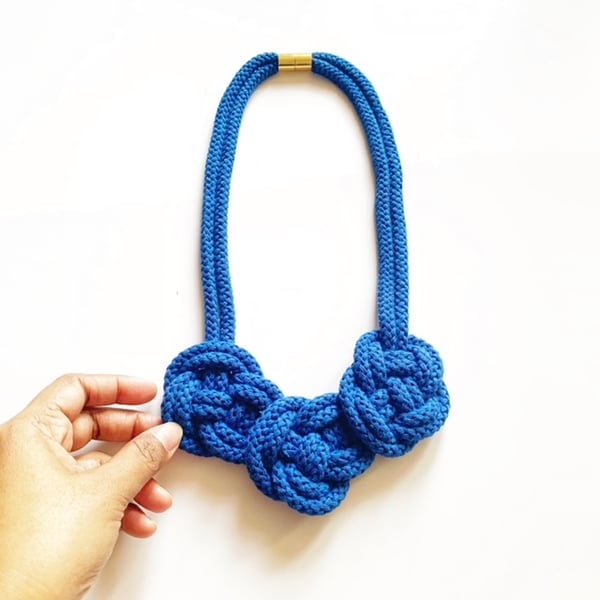 Cotton Cord Necklace, Handmade Jewelry Knotted Cotton Ecological
