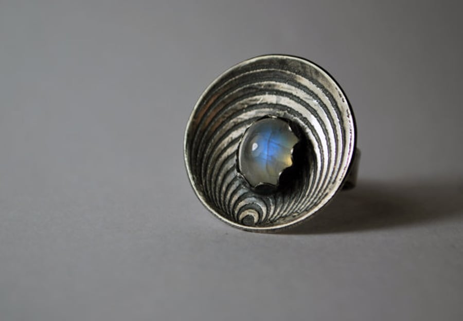 Moonstone illusion ring - sterling silver and moonstone ring - precious stone me