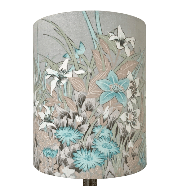 Subtle Pastel Wild Flower 70s 80s Cottage Core Vintage Fabric Lampshade 