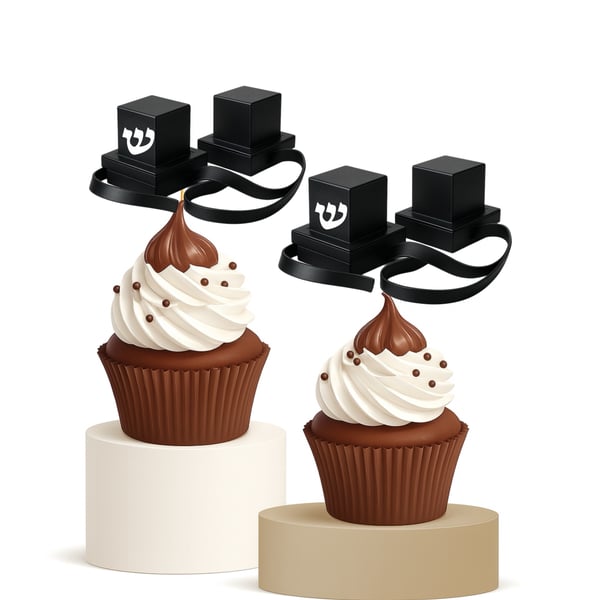 15 Pcs Bar Mitzvah Celebration Party Teffilin Cupcake Toppers Party Decorations 