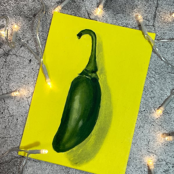 Perfectly Imperfect Green Chilli Acrylic Study