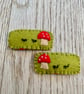 Handmade Felt Woodland Mushroom Hair Clips, Nature Gift - Image 3