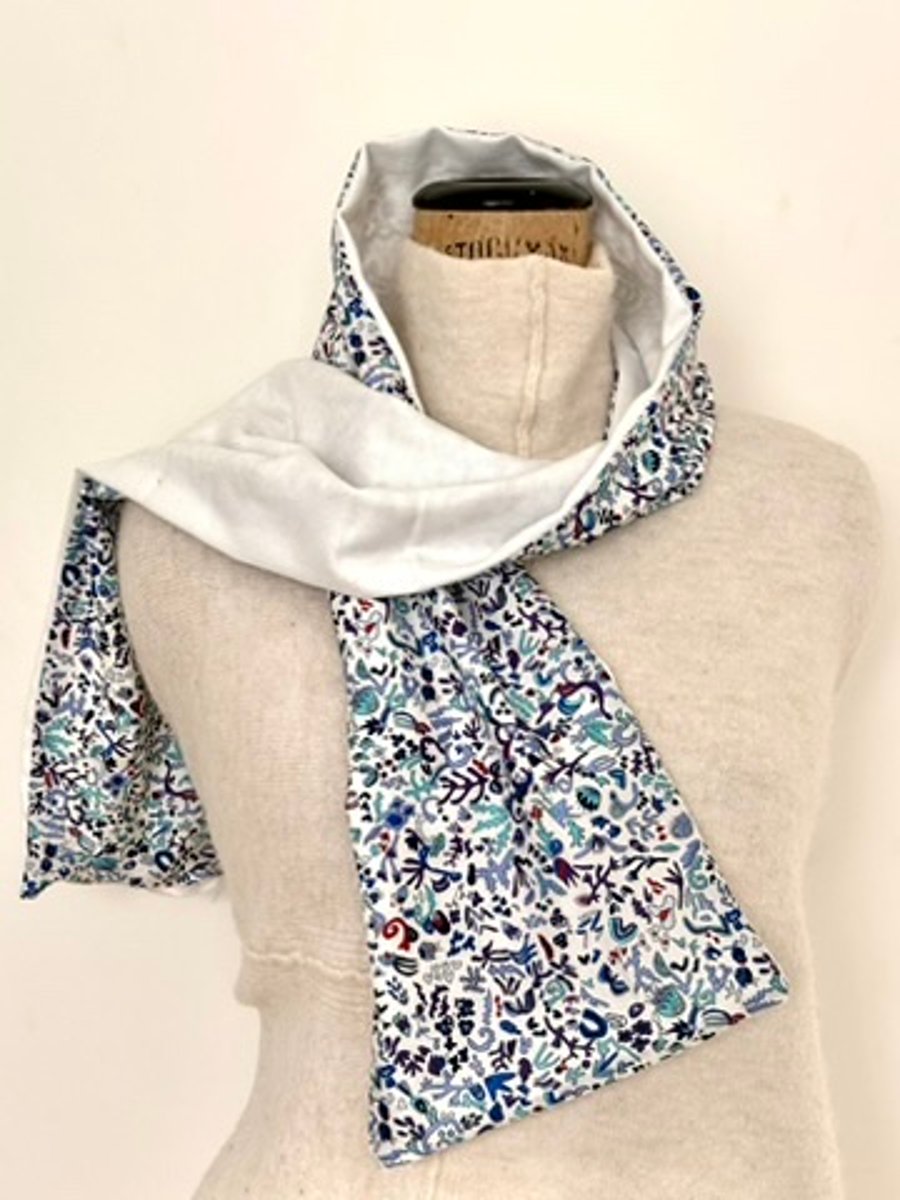 Liberty of London Print Long Scarf.Cotton Tana Lawn and Velvet  