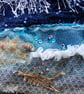 Upcycled  wall hanging.  Slow Stitched coastal scene. - Image 5