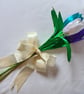 Beautiful Trio of Ribbon Tulips  - White, Dark Purple & Turquoise. - Image 6