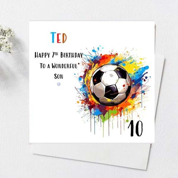 Football Personalised Card For Him Her Happy Birthday Son Nephew Grandson etc