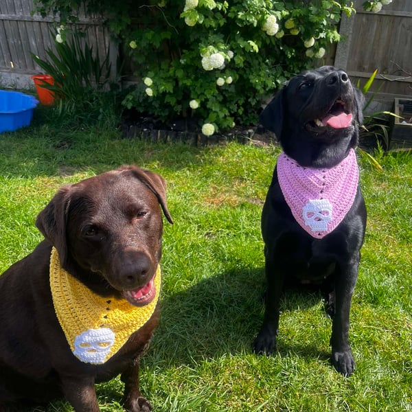 Dog Bandana Crochet Pattern (Digital PDF) – Includes 3D Skull & Posable Hand App