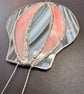 Stained Glass Hot-Air Balloon Suncatcher in streaky white, clear and sunset pink - Image 4