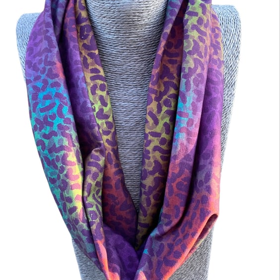 Multicoloured animal print Organic cotton Infinity Scarf