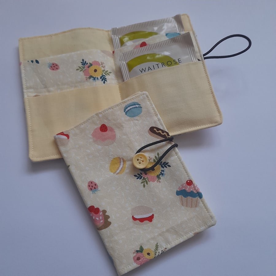 Cakes and flowers Tea wallet, Travel tea wallet, Teabag holder,