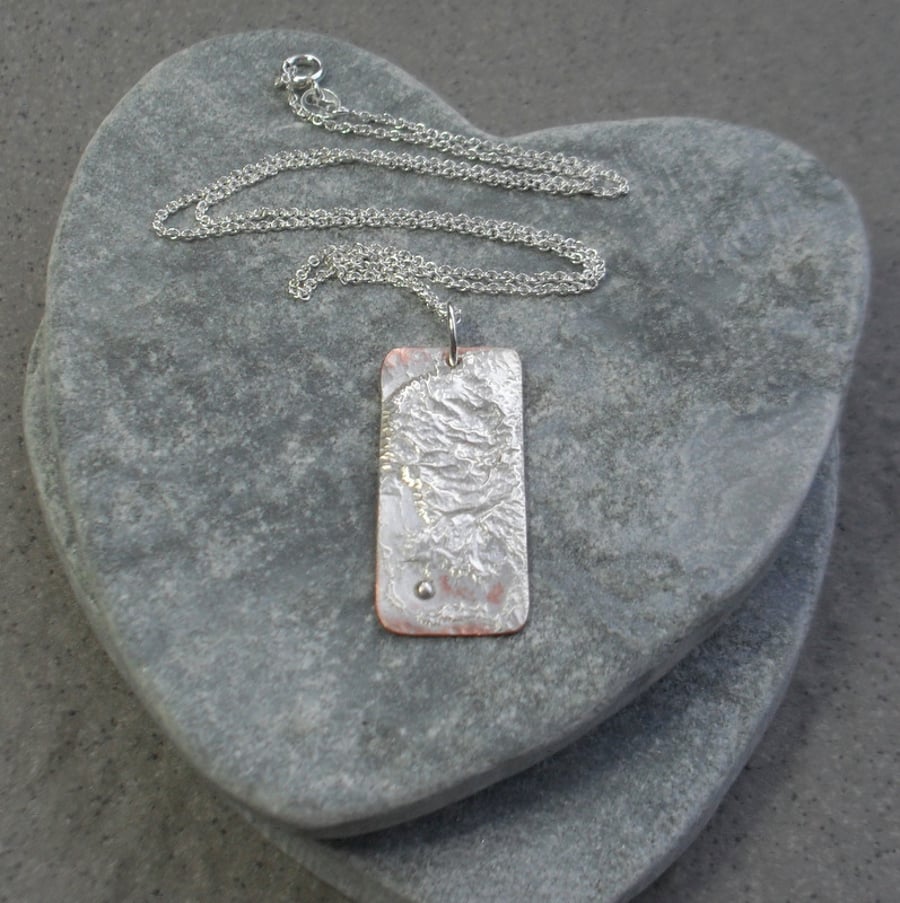 Copper Pendant With Fused Sterling Silver