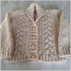 Aran Shawl Neck Cardigan - Girl's 2-3 years