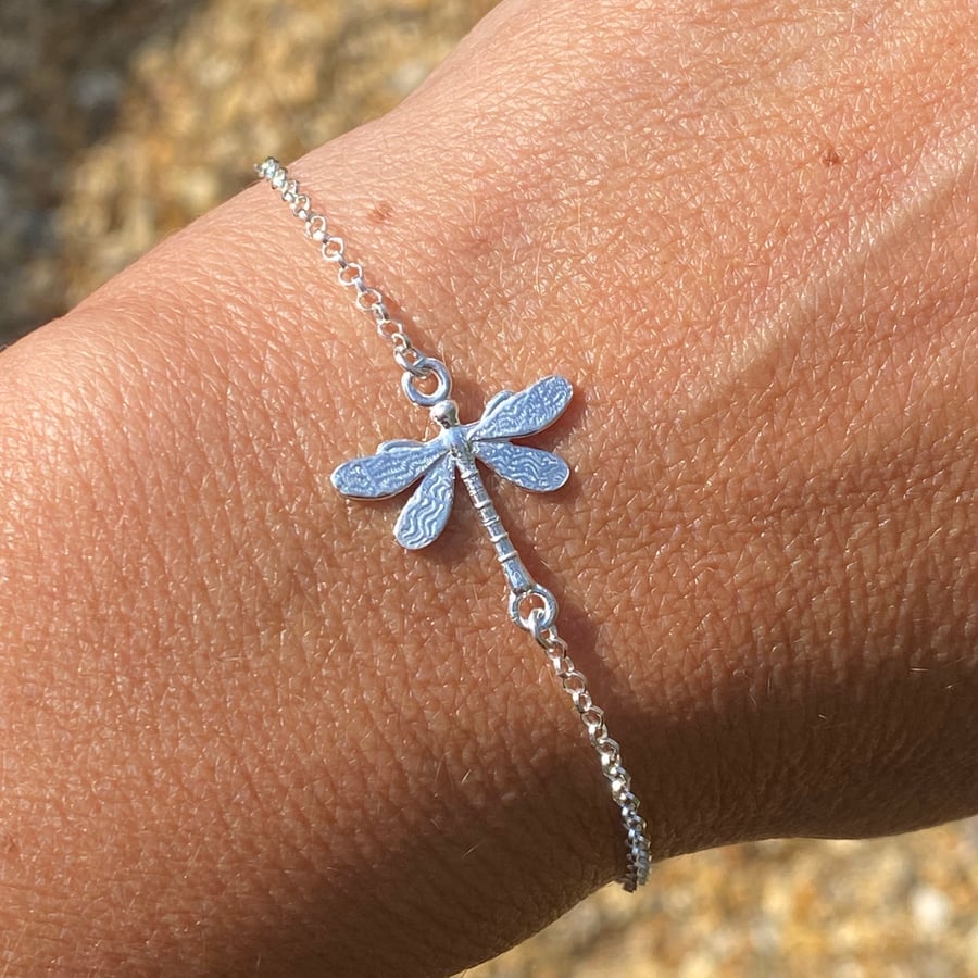 Sterling Silver Dragonfly Charm Bracelet. Made to Order. 