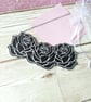 Black necklace, large rose black bib necklace, statement jewellery - Image 1