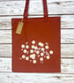 Organic Cotton Daisy tote bag. Terracotta Earth brown Autumnal flower shopper.  - Image 6