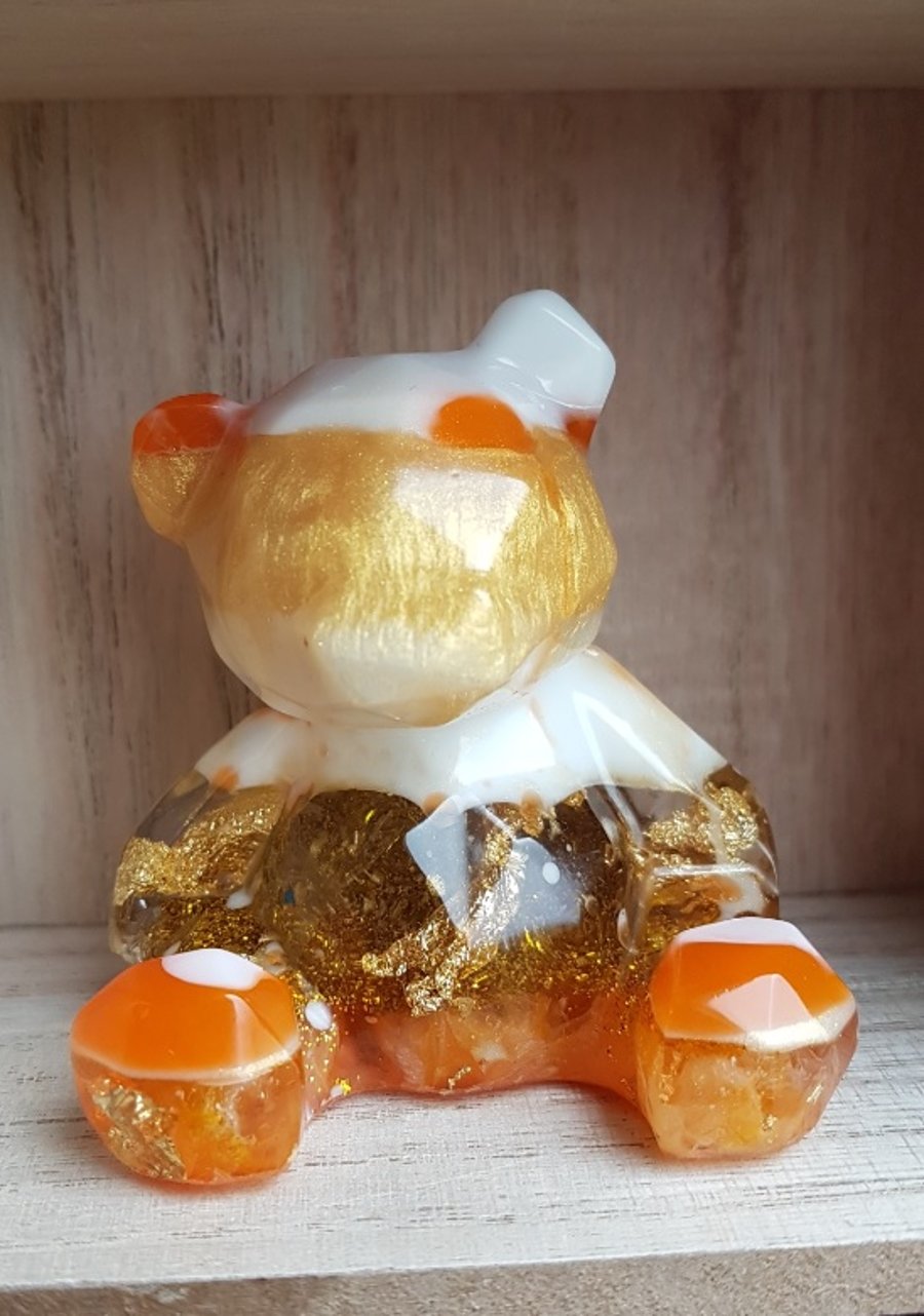 Gorgeous Tangerine Dream Resin Bear - Ornament - Figurine - Home Decor.