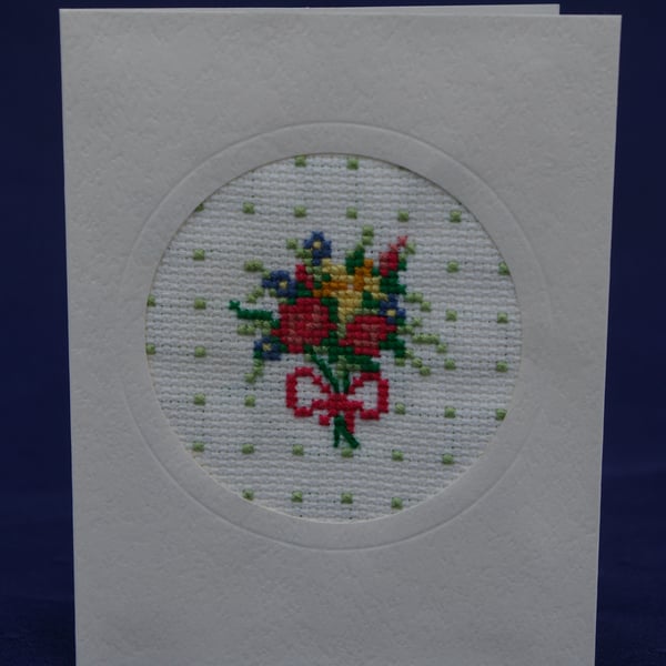 Greetings Card Cross Stitch Floral Desgin