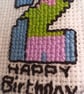Unique Embroidered Birthday Card – Whimsical Cross Stitch Character - Image 3