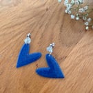 Polymer clay blue glittery studs